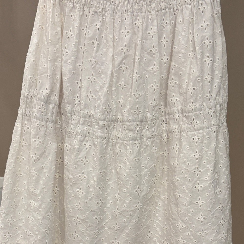 Capulet Anthropologie White Smocked Eyelet Mini Dress XS Gemma Eloise - Picture 7 of 10